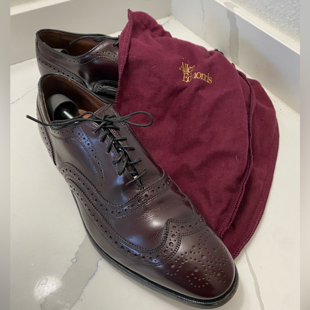 Allen Edmonds McAllister Wingtip Oxford Burgundy Size 9.5 D #6275